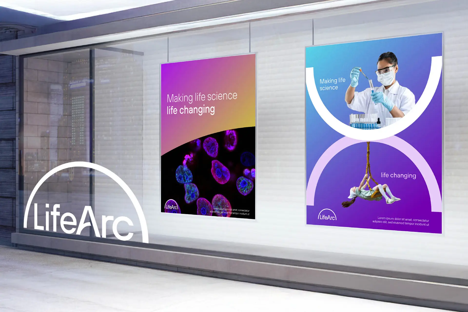Posters on glass