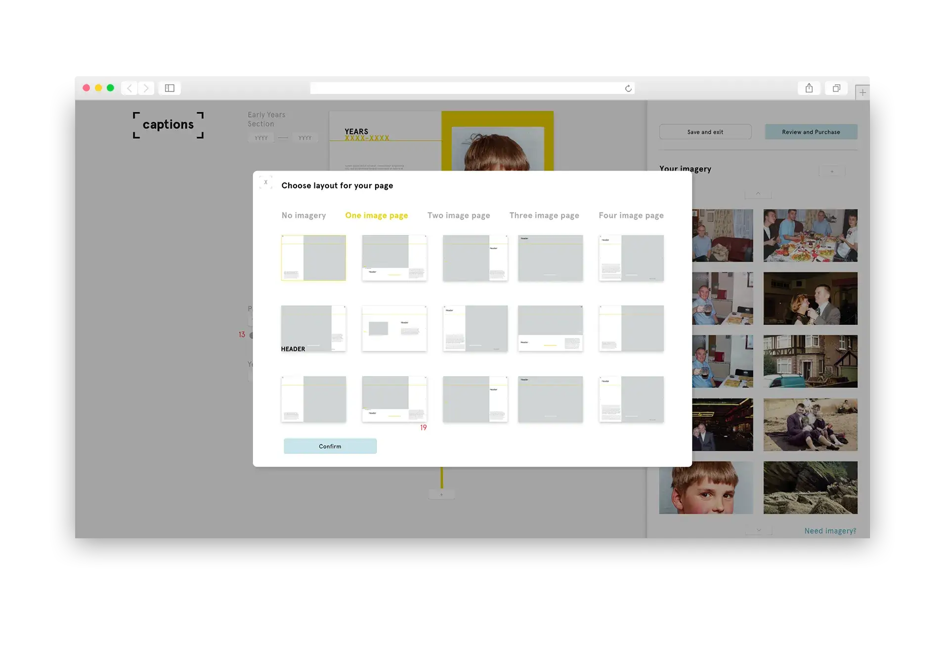 captions template browser mockup long